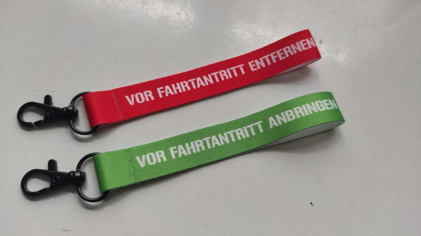 "vor Fahrtantritt" Schlüsselanhänger Doppelpack